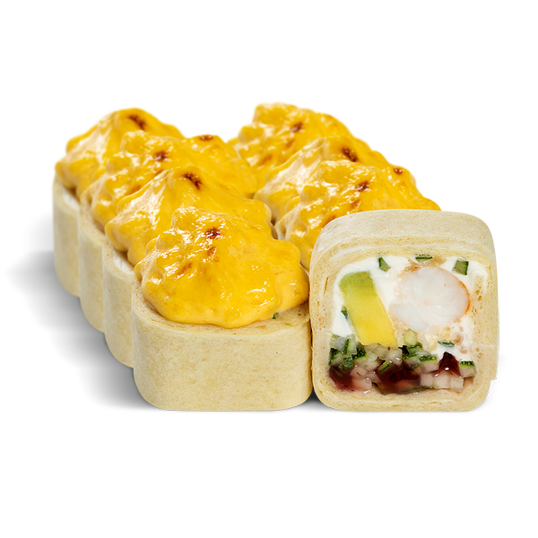 ролл В тортилье с креветкой и брусничным соусом