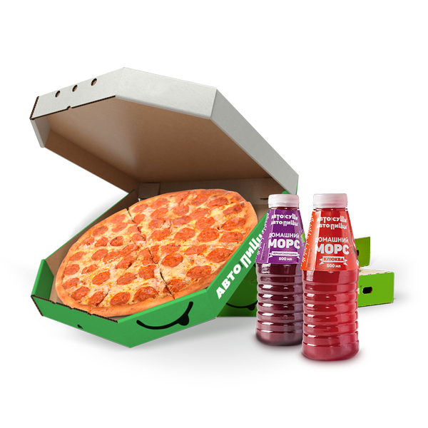 3 пиццы + 2 морса