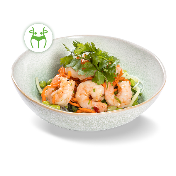 салат С фунчозой, чукой и креветками