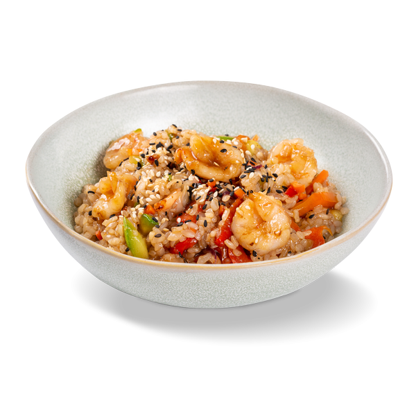 рис С креветками и овощами